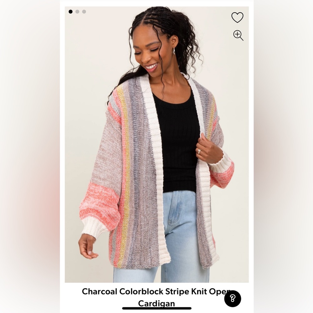 Easel Stripe Knit Cardigan - Maternity